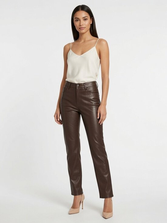 GAP Pants - GAP Vintage Slim High Rise Faux-Leather Bootcut Ankle Brown Pants
